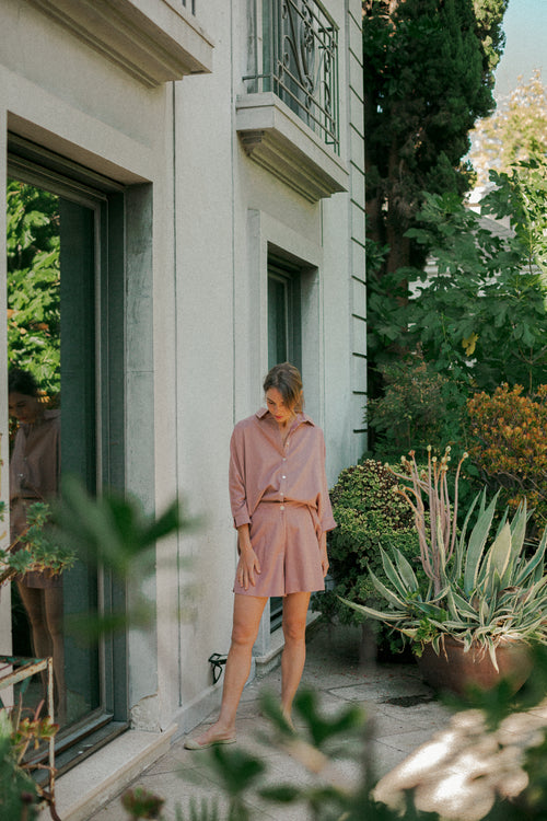 Camisa Alana Rosa Oversize