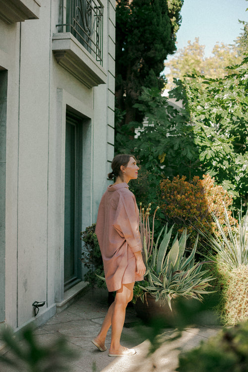 Camisa Alana Rosa Oversize